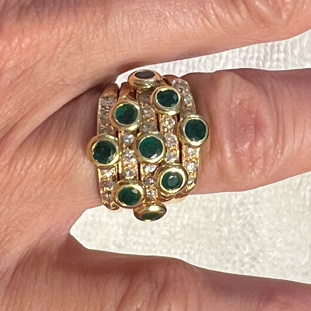 Adler Vintage emerald and diamond ring 15.5 grams 18 kt ring